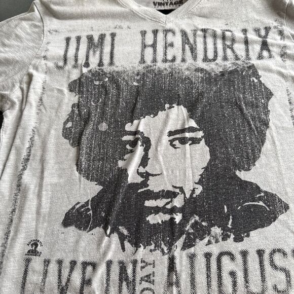 WOMENS Jimi Hendrix Graphic Grey TShirt Sz L  V-Neck Good Used Condition - Picture 3 of 10